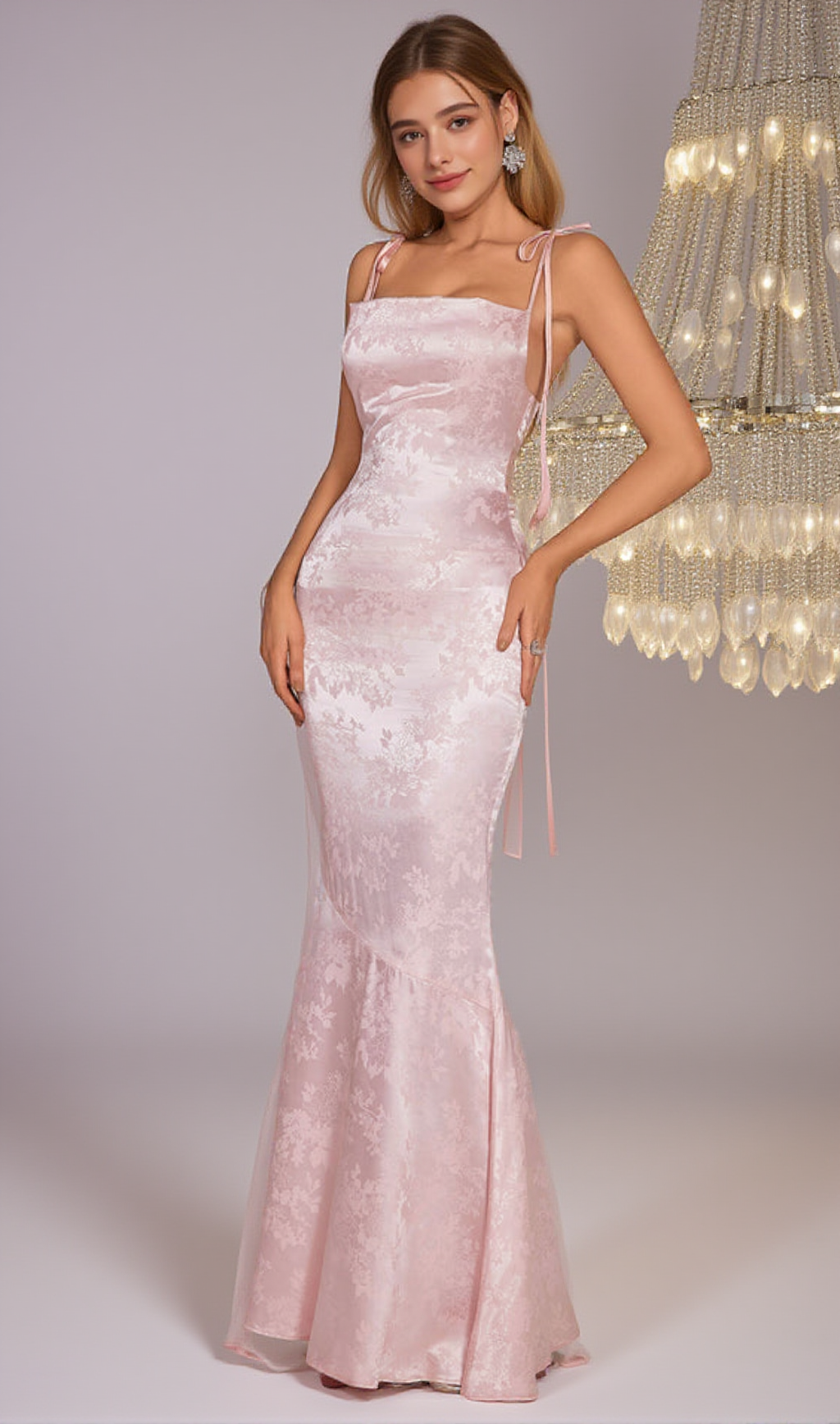 SATIN JACQUARD MAXI MERMAID DRESS