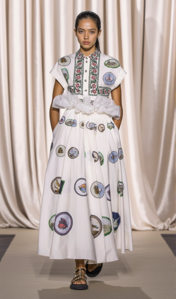 MIDIKLEID AUS BAUMWOLLE MIT GRAFISCHEM PRINT