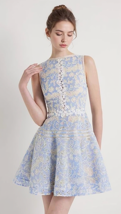 LAIKA BLUE LACE MINI DRESS