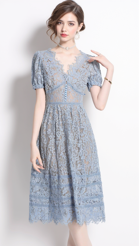 ABITO MIDI IN PIZZO A CORDA FINE