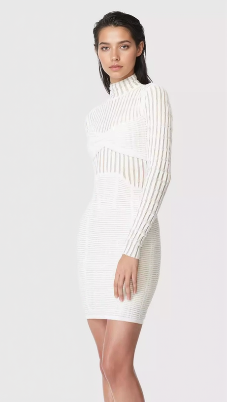 MINI ABITO A RIGHE BIANCHE