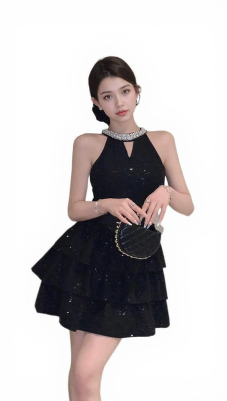 ASTERIA SEQUIN RUFFLE MINI DRESS