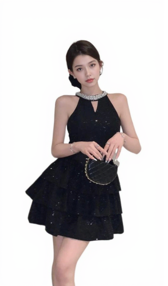 ASTERIA SEQUIN RUFFLE MINI DRESS