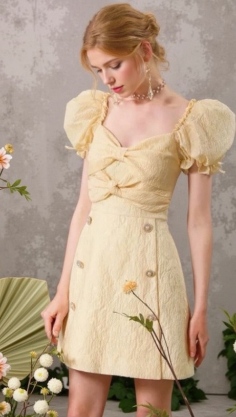 GELBES MINIKLEID MIT SCHLEIFE