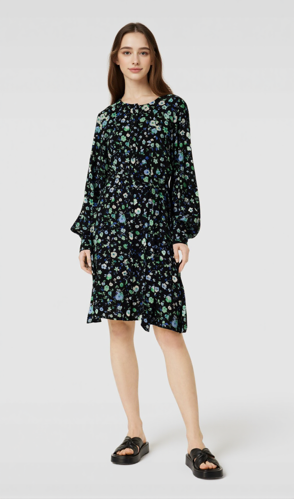 MINIABITO IN CREPE PLISSÉ CON STAMPA FLOREALE