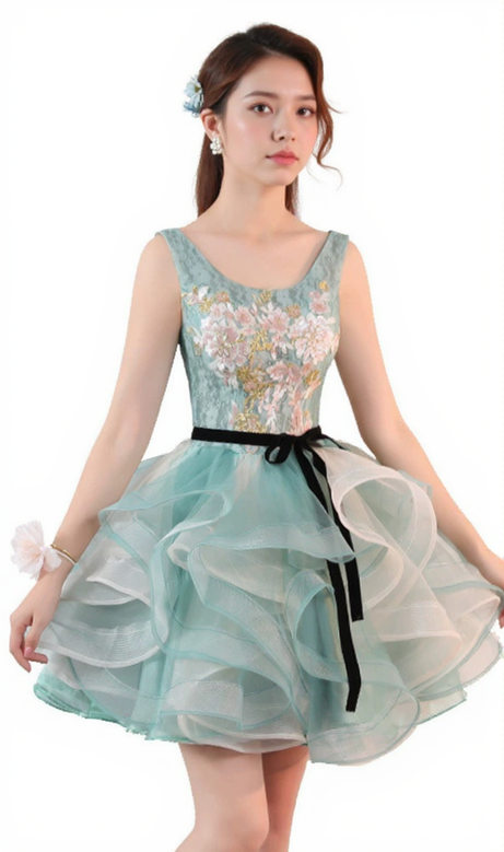 ANEKO FLOWER SEQUIN MINI DRESS IN GREEN