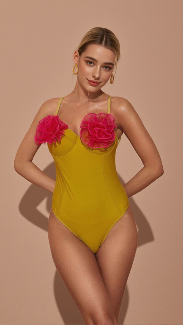 AIIZIE WESSON FLOWER ONE PIECE SWIMSUIT IN GREEN - product image