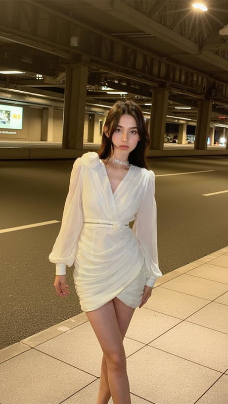 Bodycon-Minikleid aus Crêpe mit Blumenverzierung