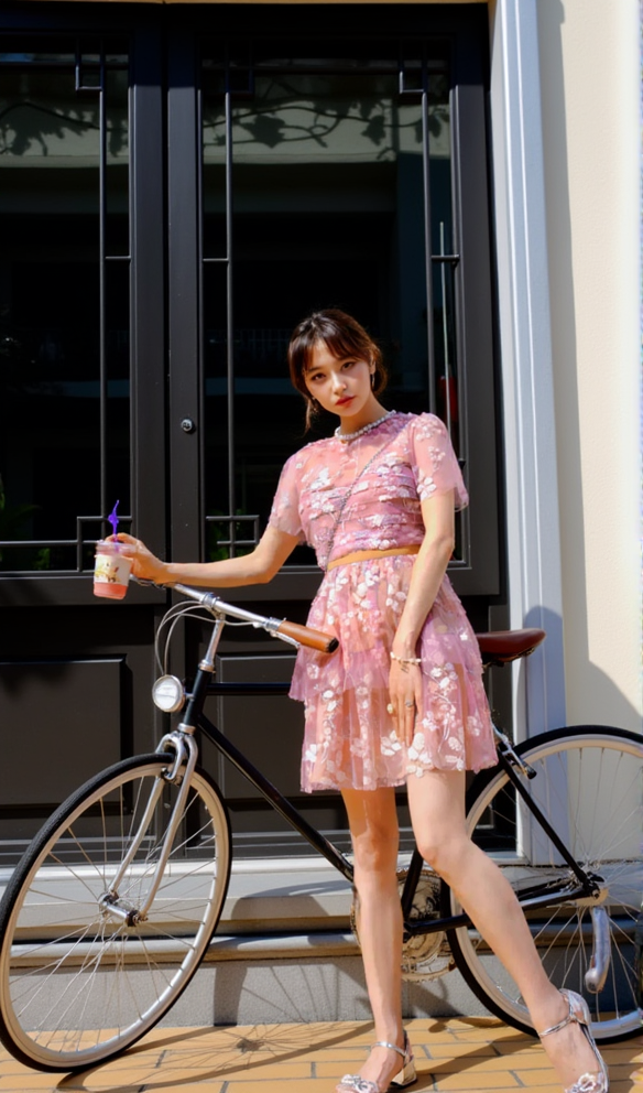 AIIZIE FLOWER MESH TIERED MINI DRESS - product image