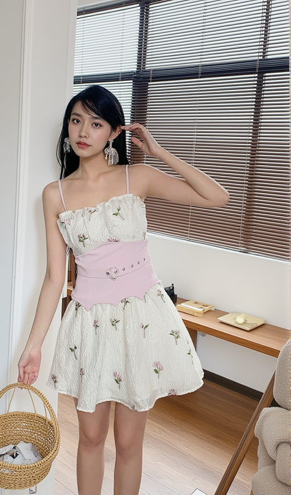 EMBROIDERED JACQUARD MINI DRESS IN WHITE