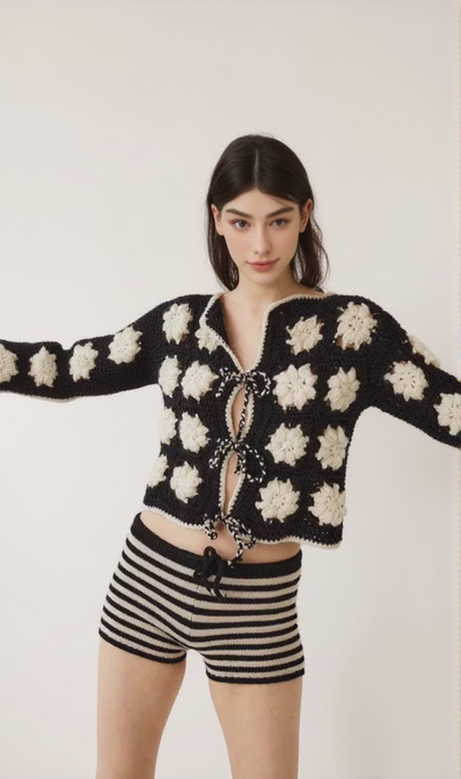 Floral pattern throughout two-tone Cardigan