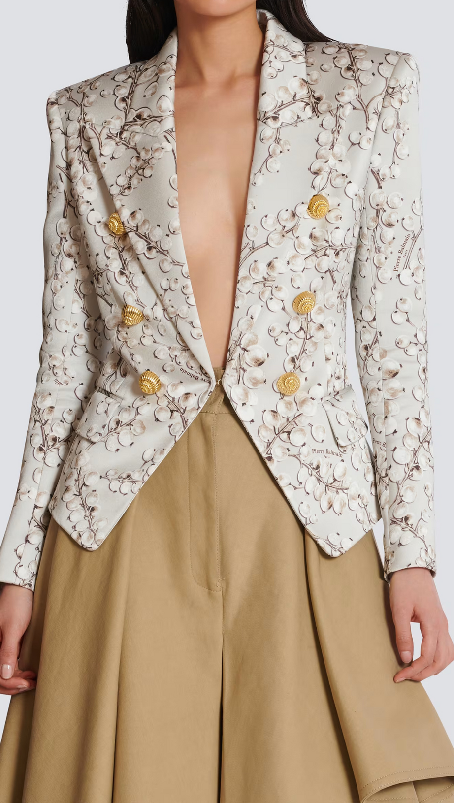 6-BUTTON SATIN JACKET WITH REDCURRANT PRINT