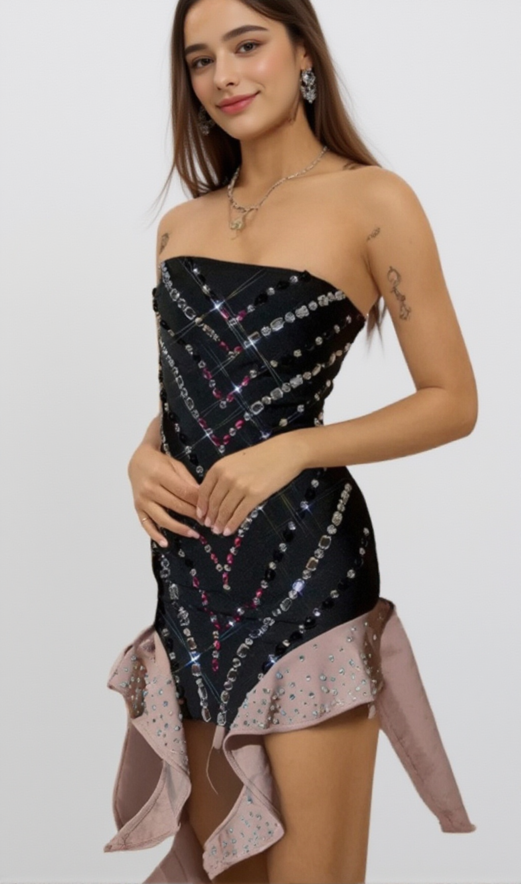 MINI ABITO AFRA CADY SENZA SPALLINE CON STRASS