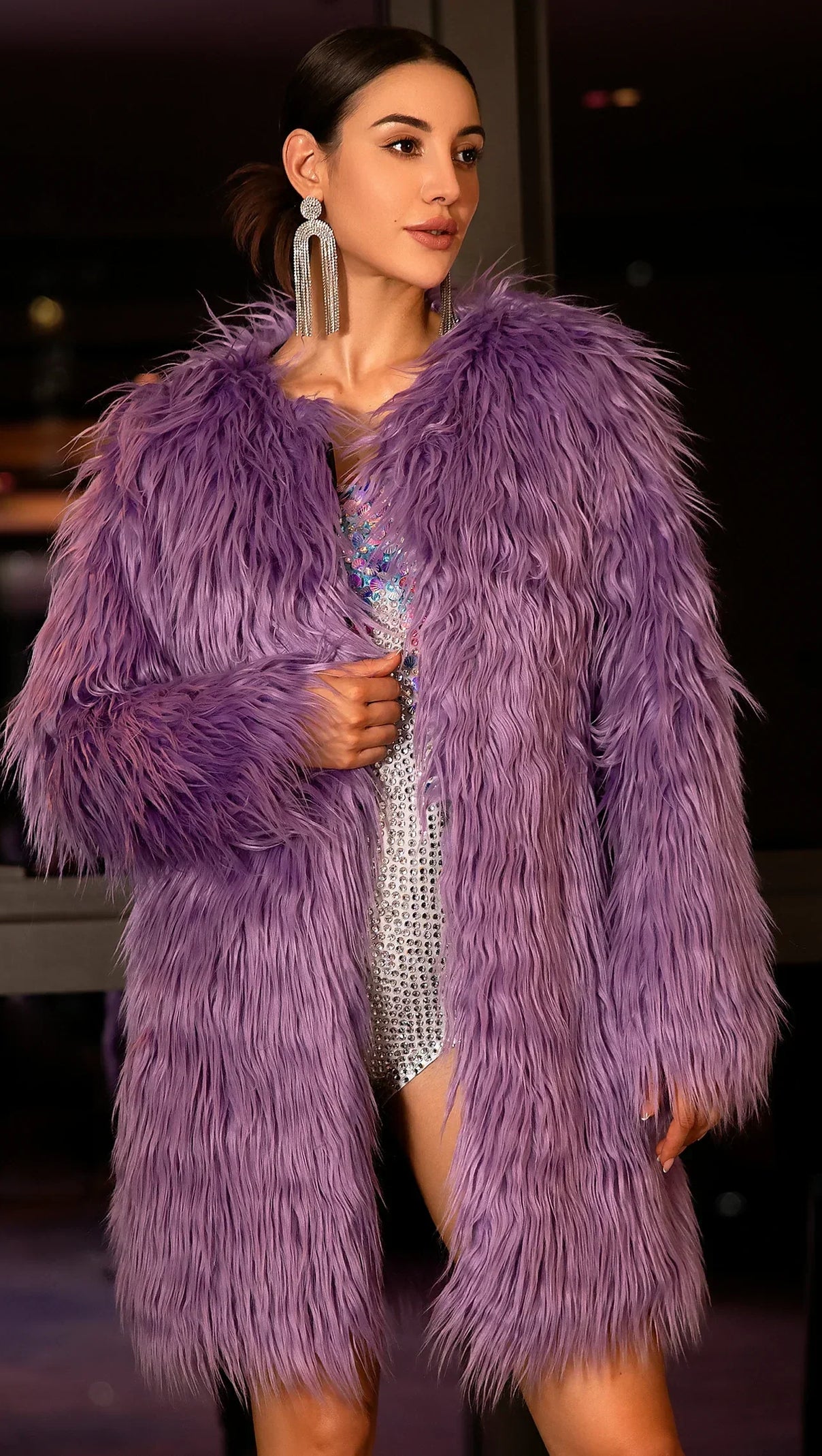 AIIZIE TOTIDI PURPLE CONCERT ECO-FUR JACKET - product image