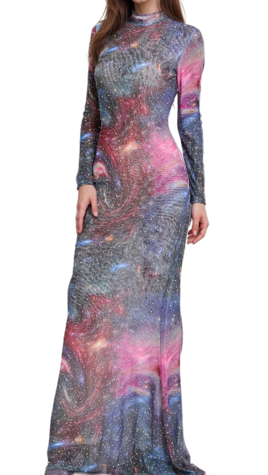 AURORA PRINTED HOT DRILL MAXI DRESS