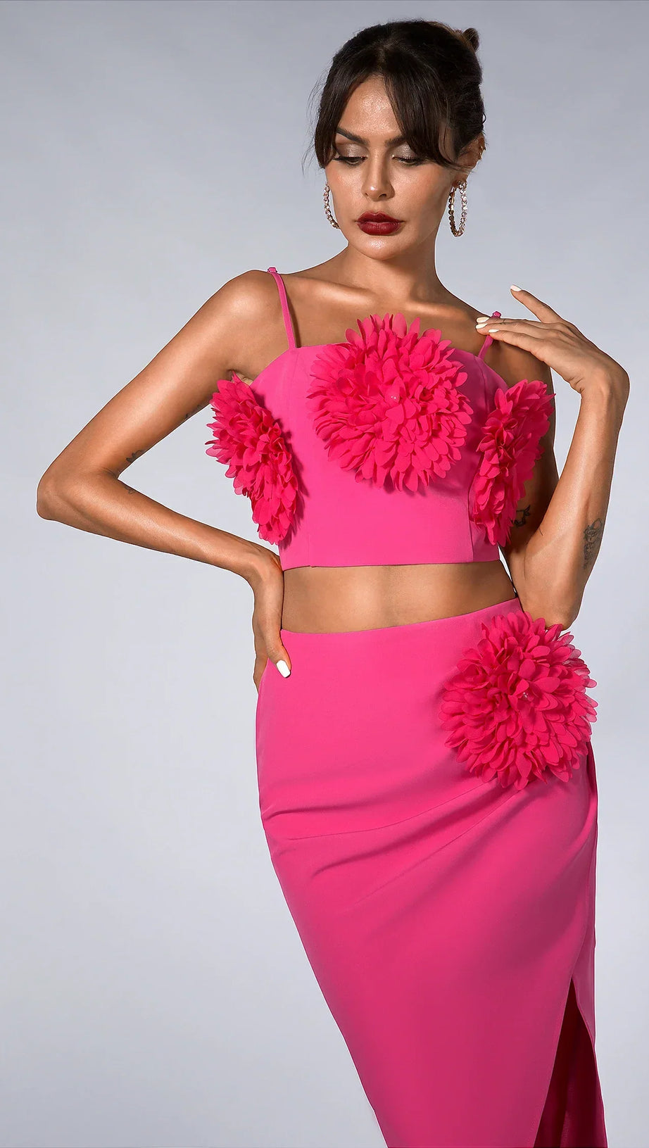 CARLEEN 3D FLORAL RUCHE SKIRT SET