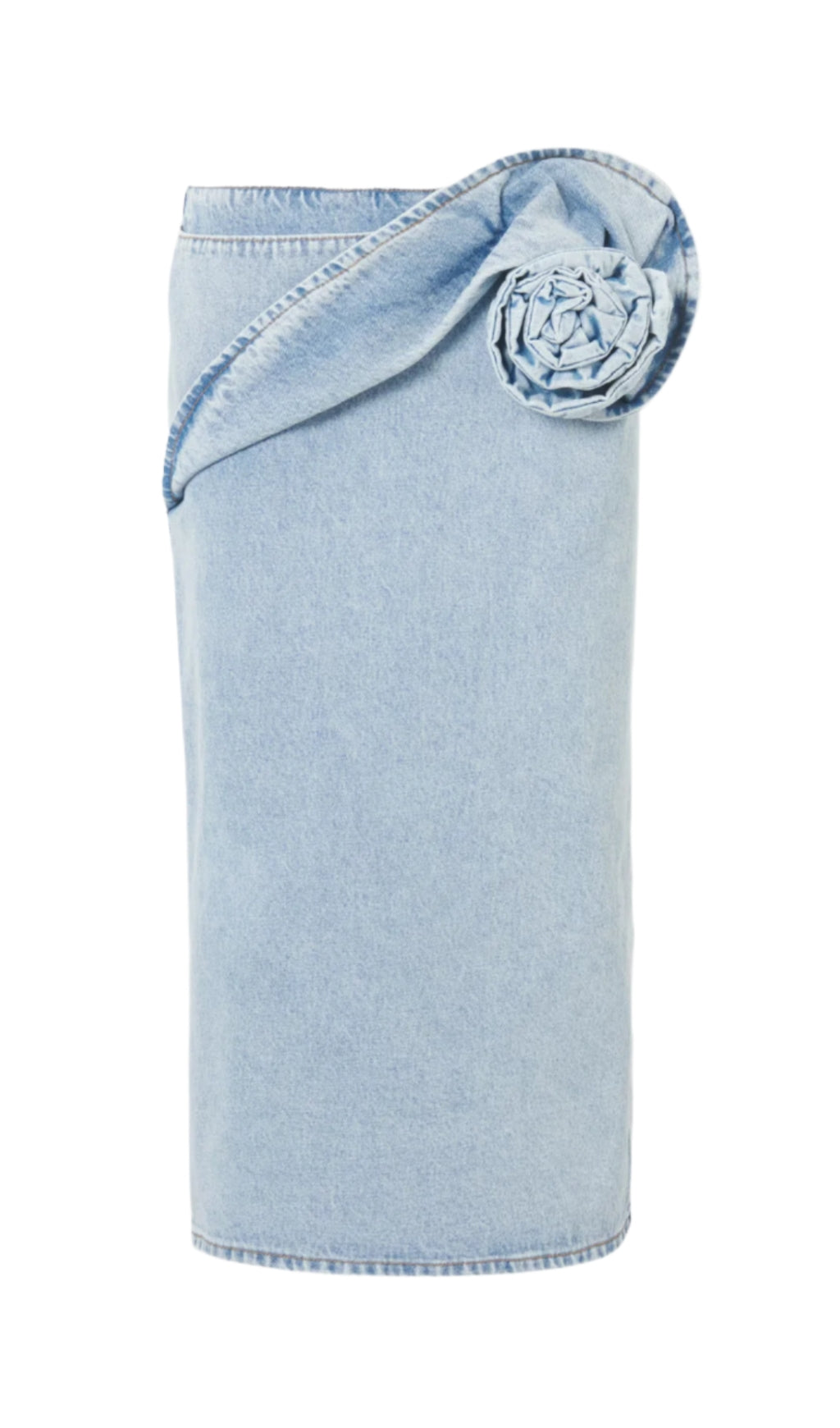 GONNA MIDI IN DENIM CON APPLICAZIONI FLOREALI XAVIERA