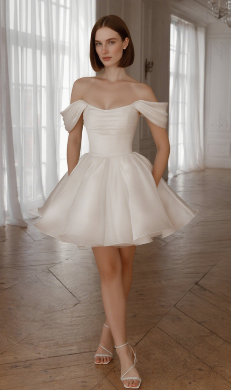 molly Detachable Straps mini Dress in Light Ivory