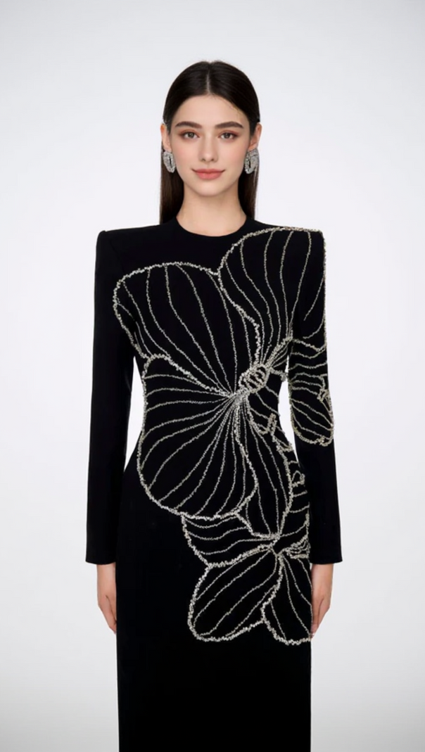 AIIZIE RAELYNN BODYCON LONG SLEEVE CREPE MAXI DRESS - product image