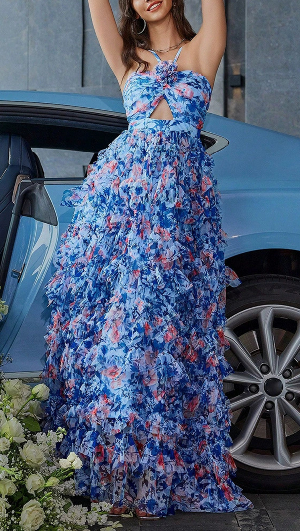 AIIZIE BLUE FLORAL MAXI DRESS - product image