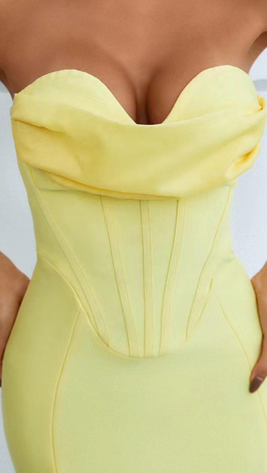 PATCHWORK STRAPLESS BANDAGE DRESS