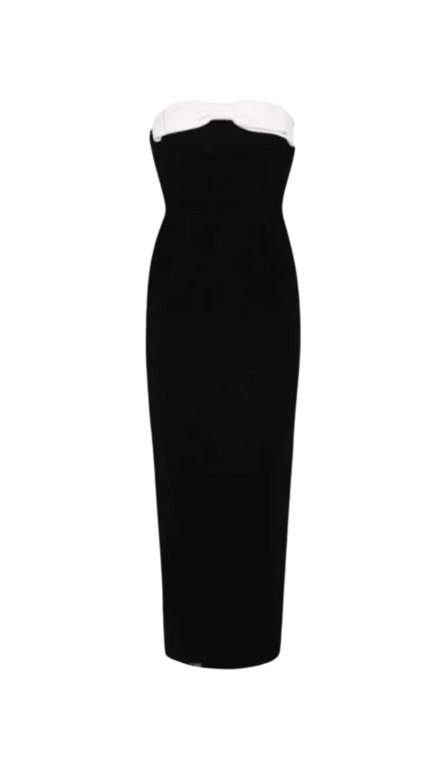 AIIZIE BOW-EMBELLISHED MIDI DRESS IN BLACK - product image