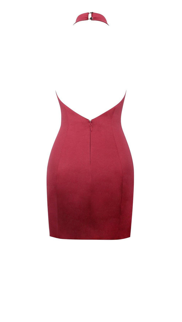 AIIZIE VIVIEN SATIN MINI DRESS IN RED - product image