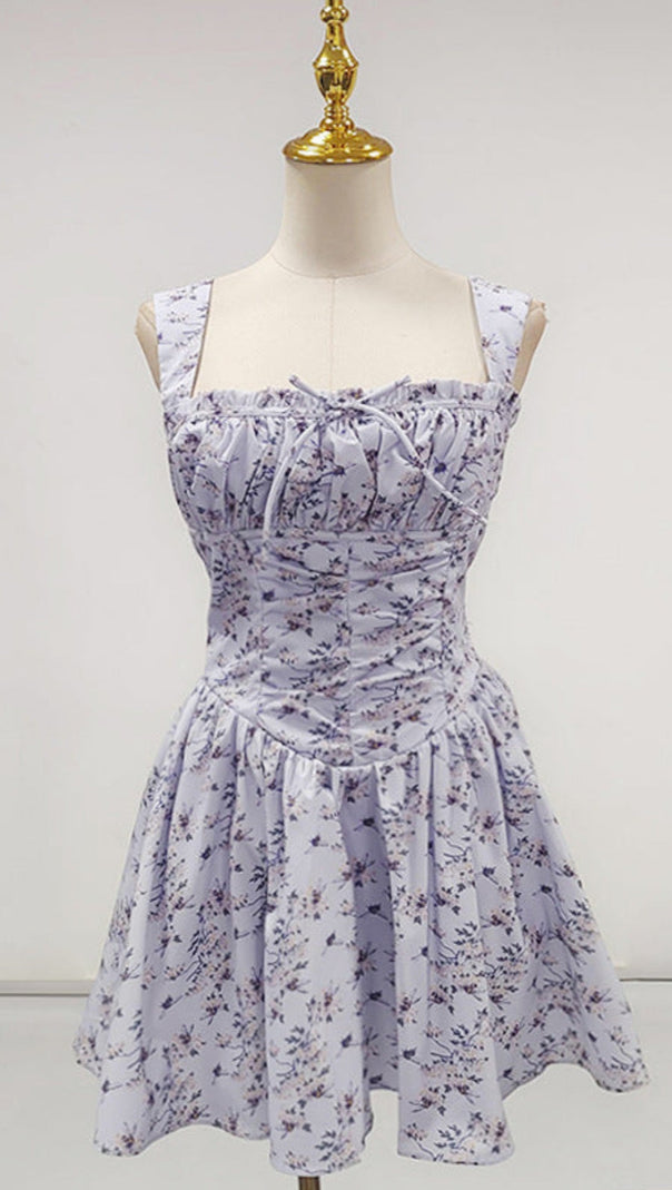 AIIZIE LESLEY BLUE FLORAL PRINT MINI DRESS WITH BLOOMERS - product image