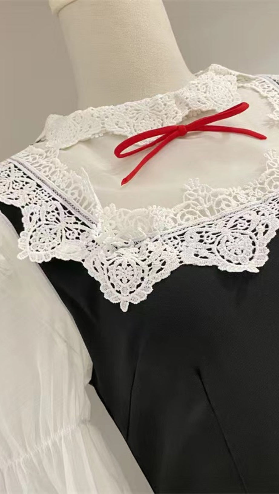 PUFF SLEEVE BOW CHIFFON MINI DRESS