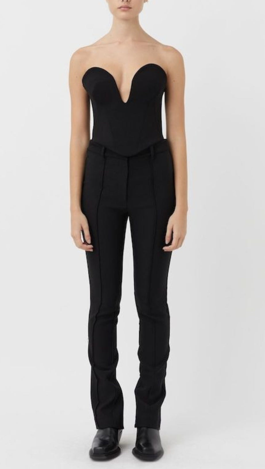 PLUNGE CORSET TOP IN BLACK