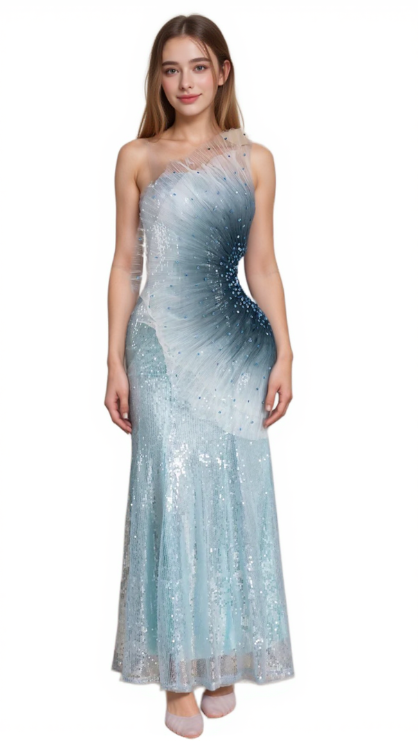 AIIZIE ALYSSA SAMIRA GRADIENT EMBELLISHED MERMAID MAXI DRESS - product image