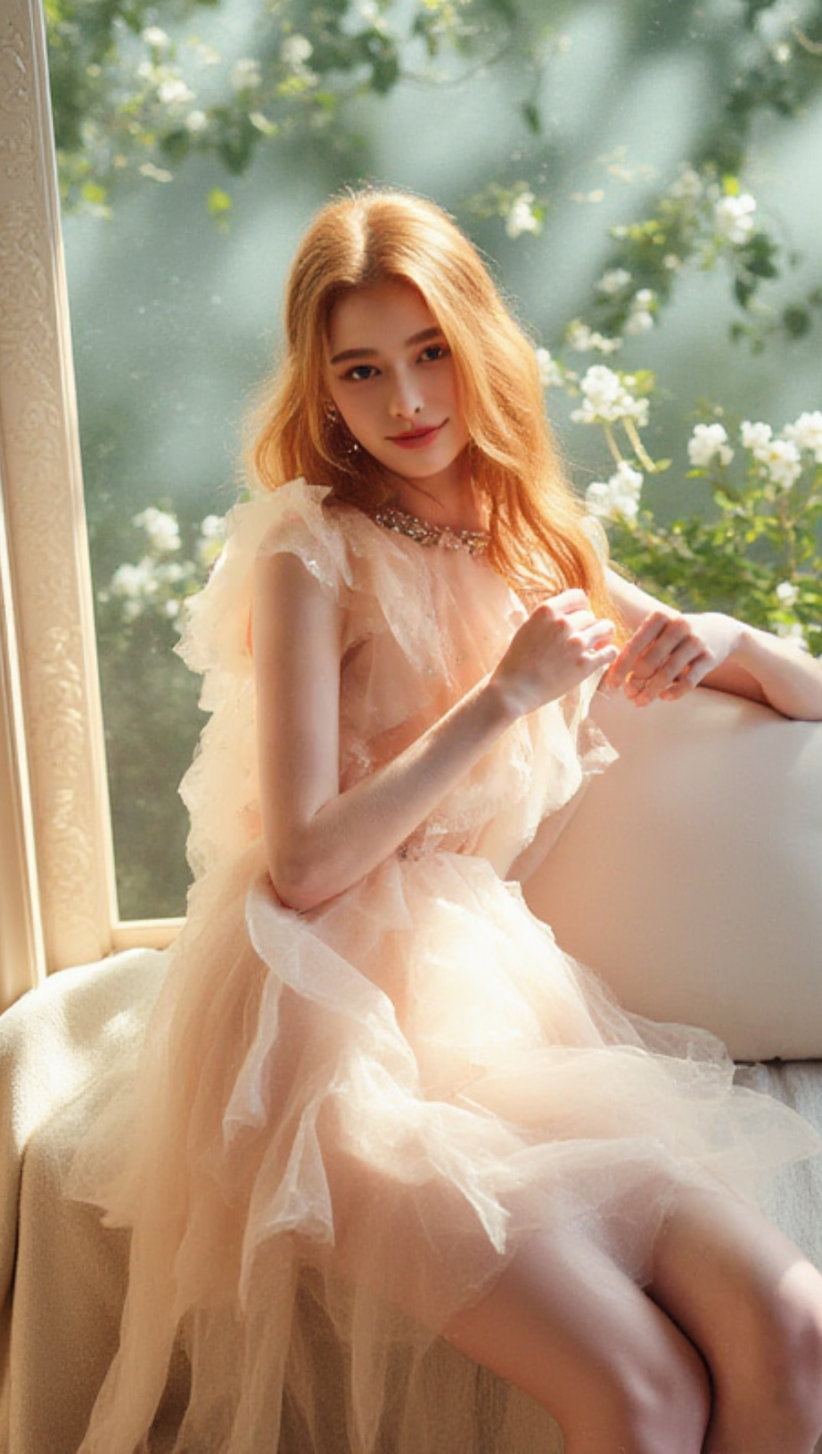 CRYSTAL EMBELLISHED RUFFLE MINI DRESS IN PALE PINK