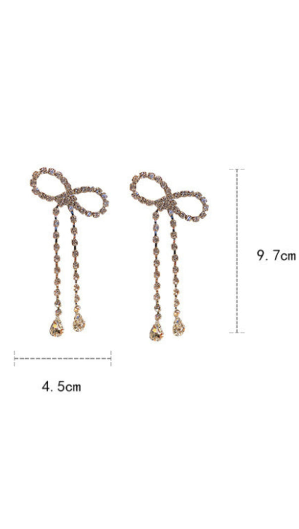AIIZIE RHINESTONE BOW CHAIN EARRINGS - product image