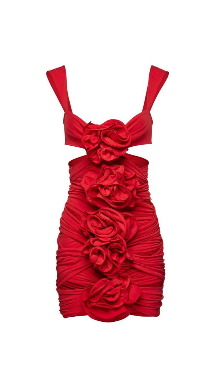 RED 3D FLOWER ONE PIECE SWIMSUIT AND SKIRT