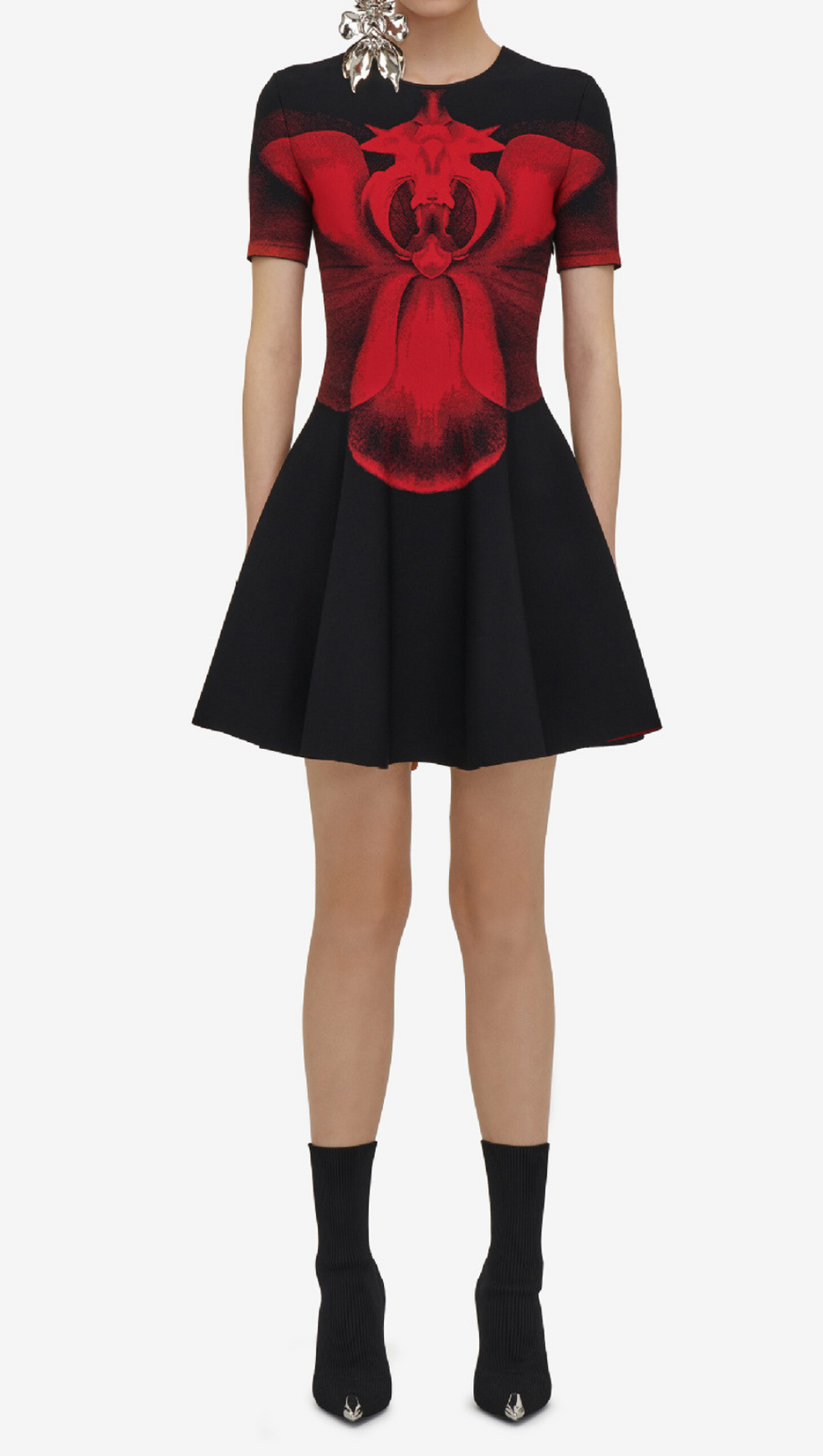 Jacquard-Strick-Minikleid in Schwarz