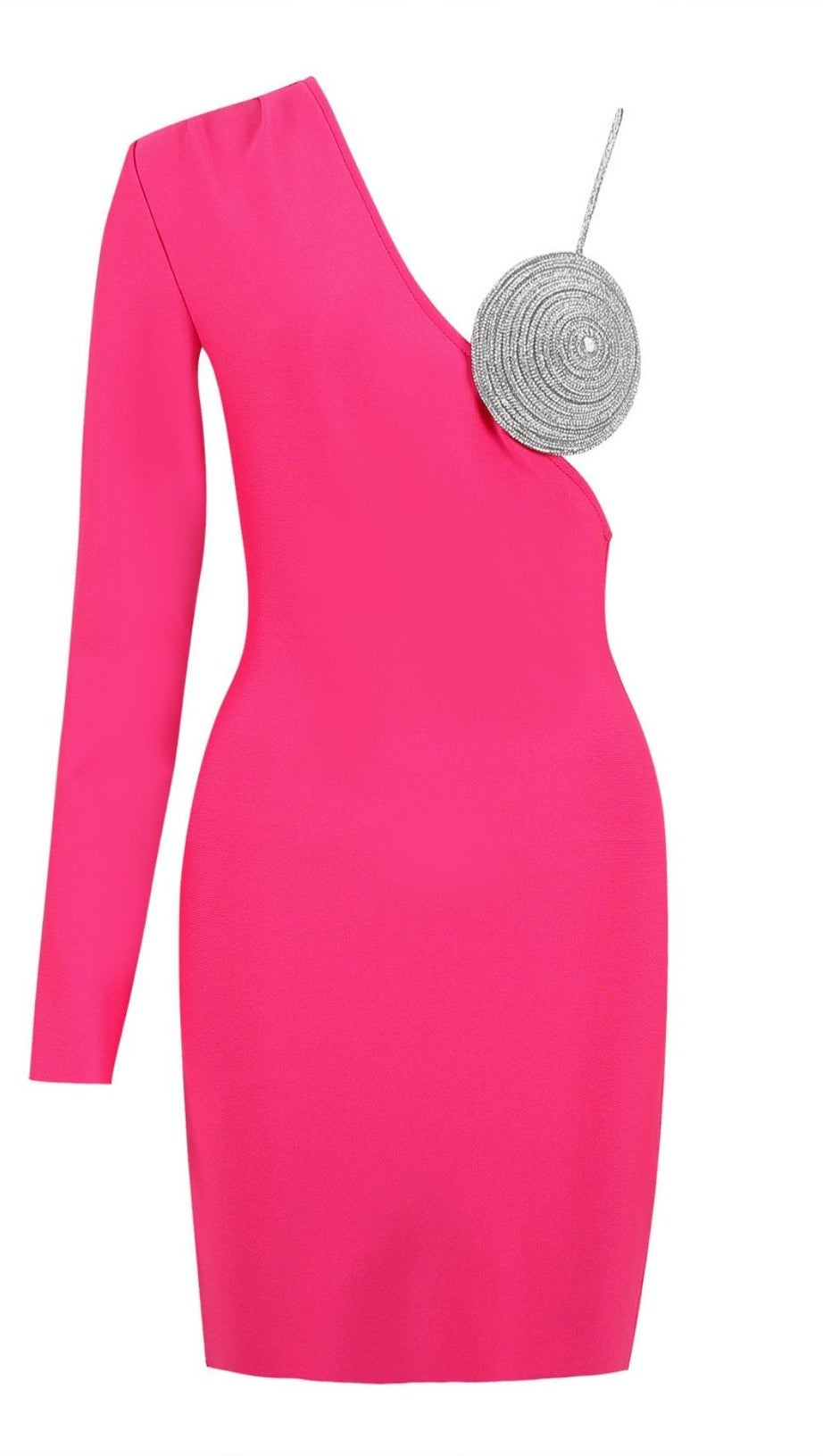 BLACK ONE SHOULDER CRYSTAL MINI DRESS