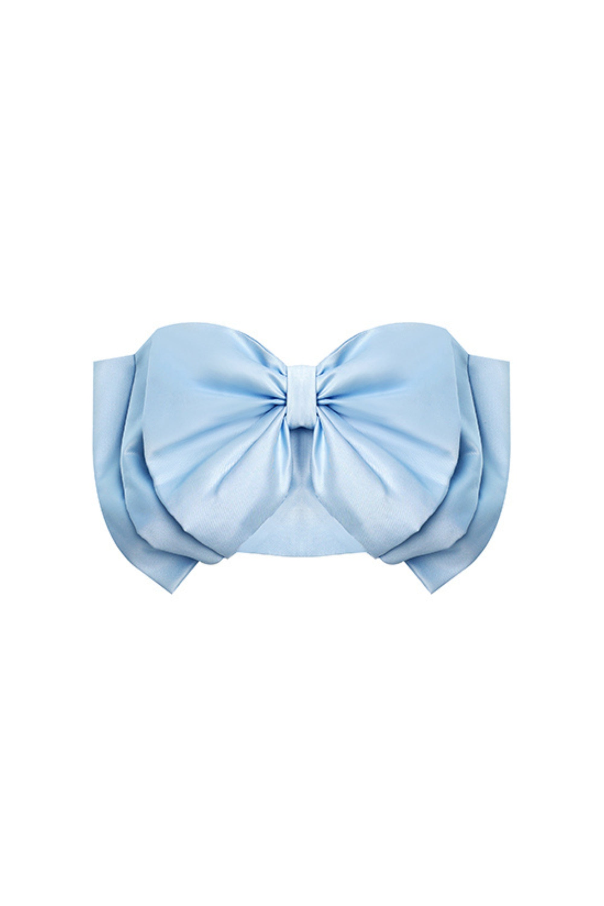 BOW STRAPLESS TOP IN BLUE