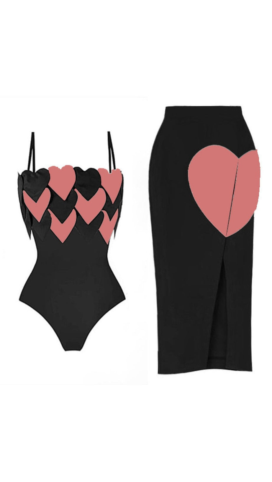 PINK HEART EMBELLISHED SWIMSUIT