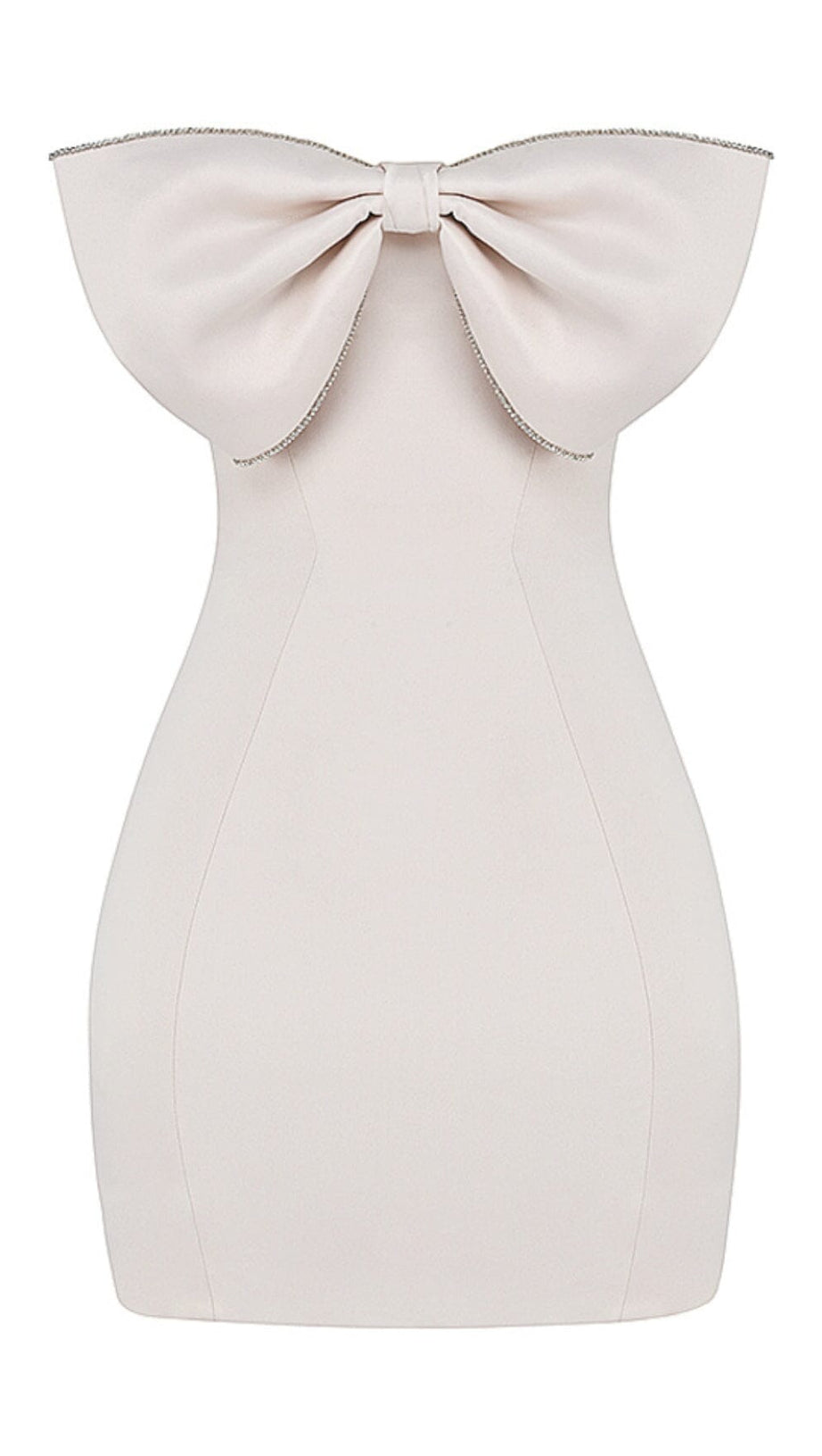 IVORY SATIN CRYSTAL EMBELLISHED BOW DRESS