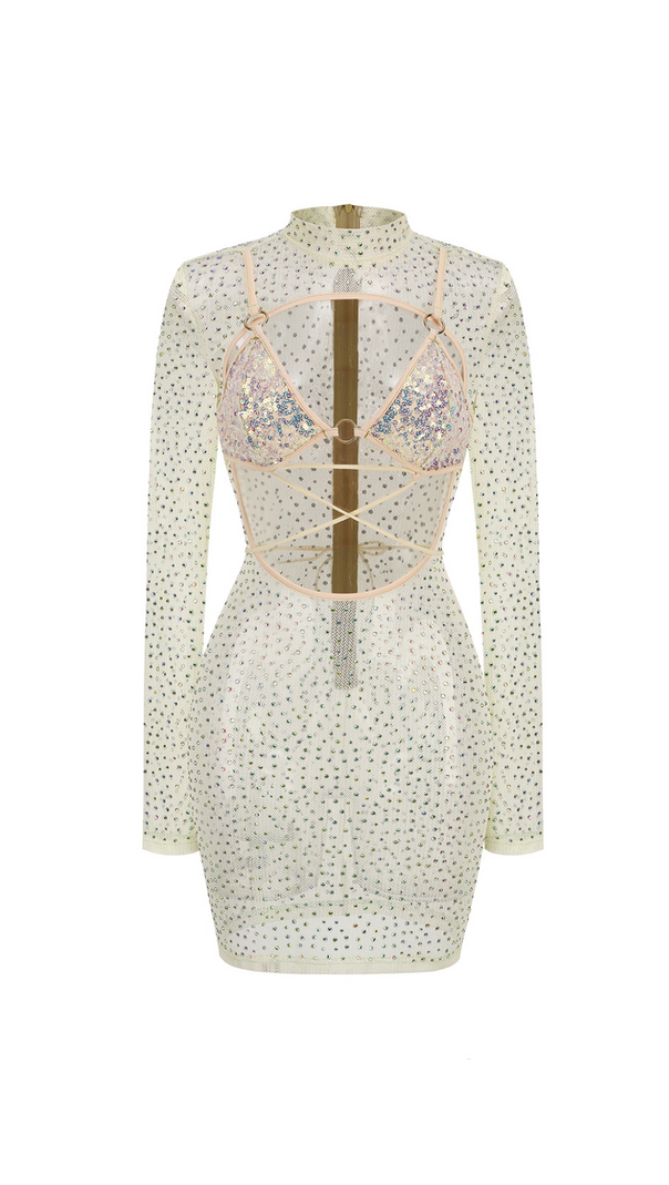 AIIZIE VICKY CUTOUT SEQUIN RHINESTONE MINI DRESS - product image
