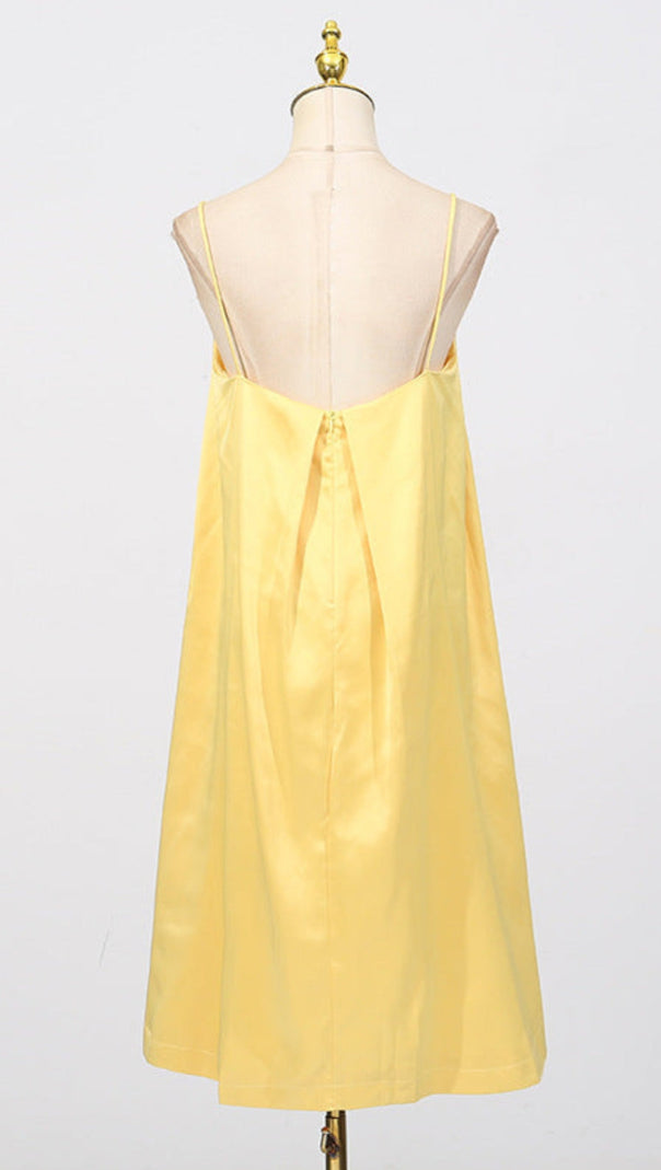 AIIZIE EDWINA APPLIQUE FLORAL EMBROIDERED MINI DRESS IN YELLOW - product image