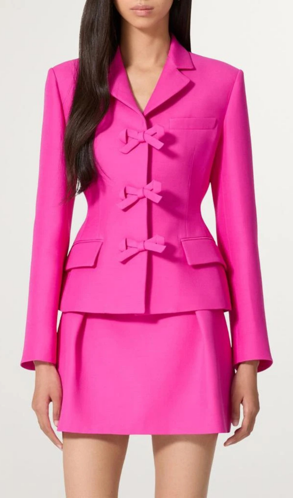 BLAZER IN CREPE COUTURE ROSA CON DETTAGLIO FIOCCO YURI
