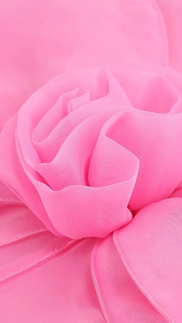 MINI ABITO MONOSPALLA A FIORI ROSA