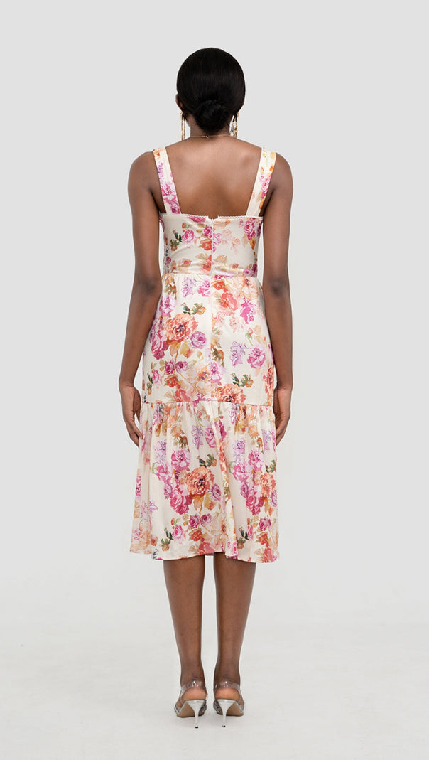 AIIZIE FLORAL MIDI DRESS IN IVORY - product image