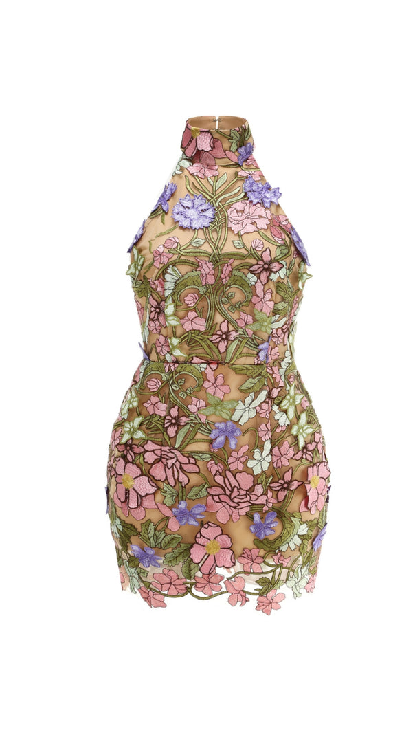 AIIZIE URSULA FLORAL PRINT HALTER NECK MINI DRESS - product image