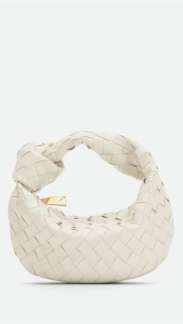 AIIZIE ZARIAH WEAVE KNOT CLUTCH BAG - WHITE - product image