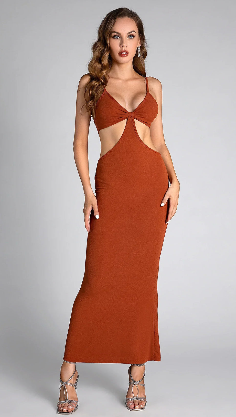 BARIDES STRAP CUTOUT MAXI DRESS
