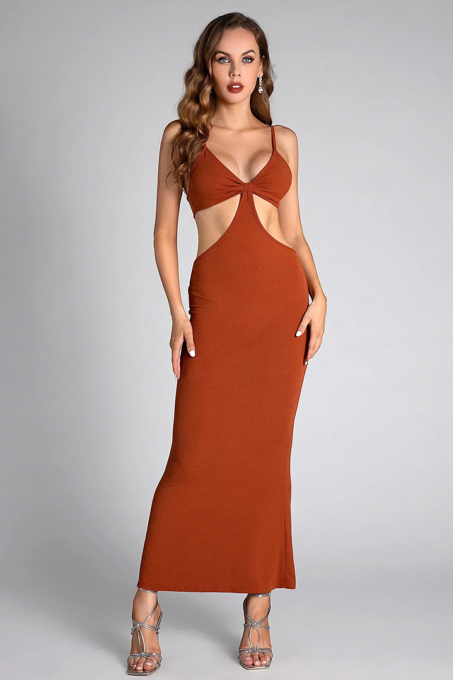 BARIDES STRAP CUTOUT MAXI DRESS