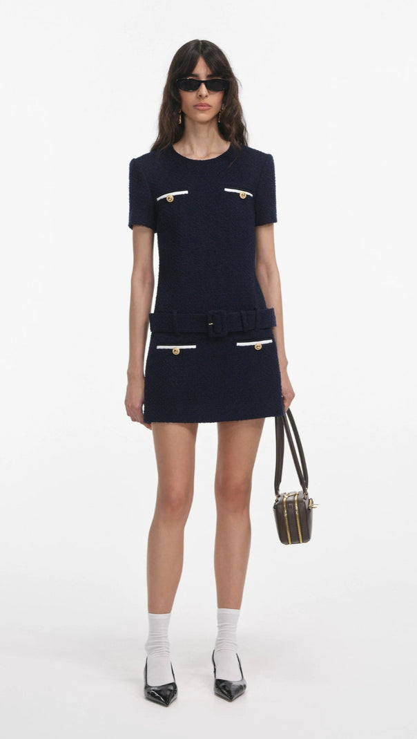 AIIZIE APPHIA TWEED LOW-RISE PANTS SET IN NAVY BLUE - product image