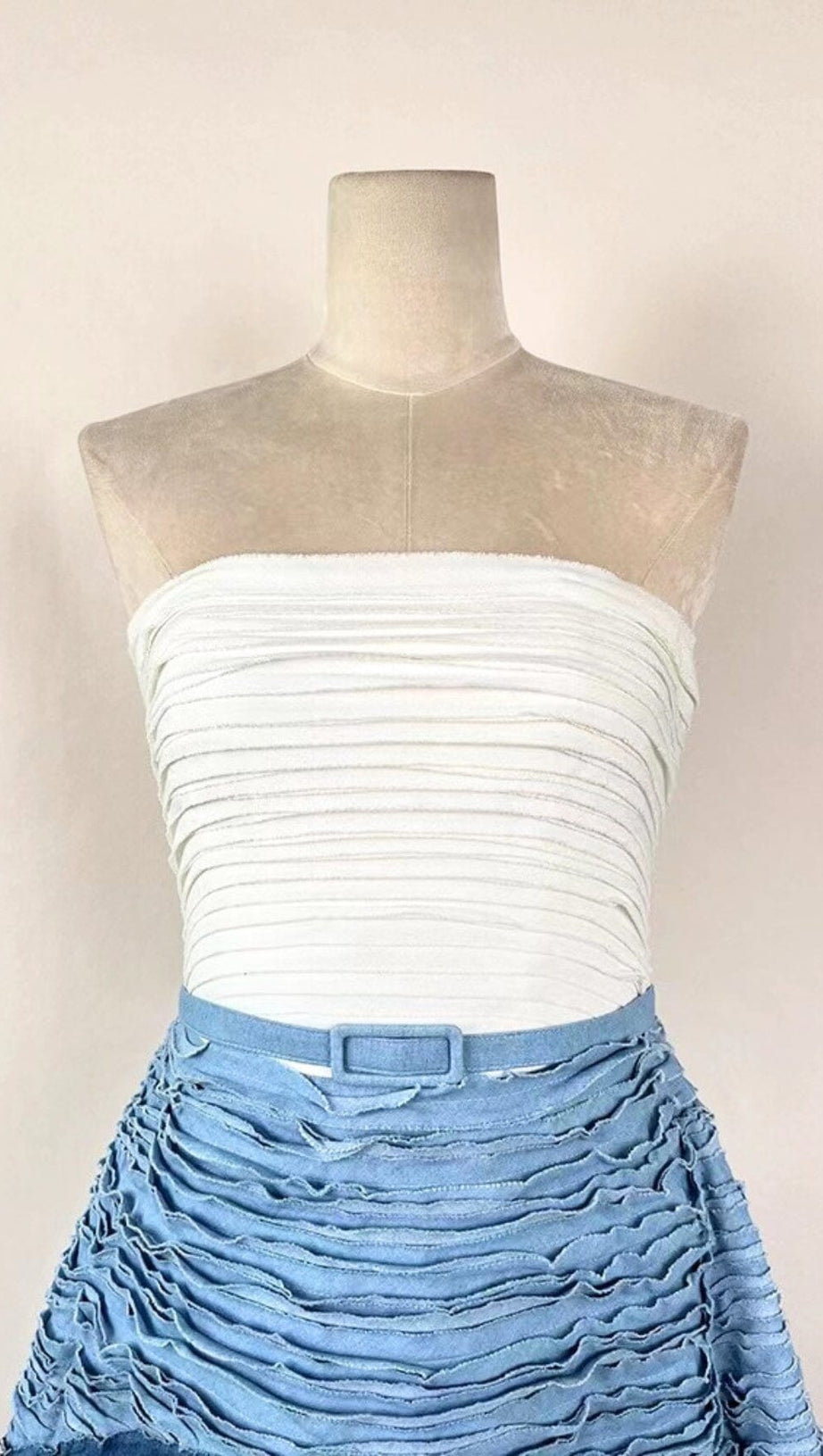 BLUE RIPPLE HALTER MIDI DRESS